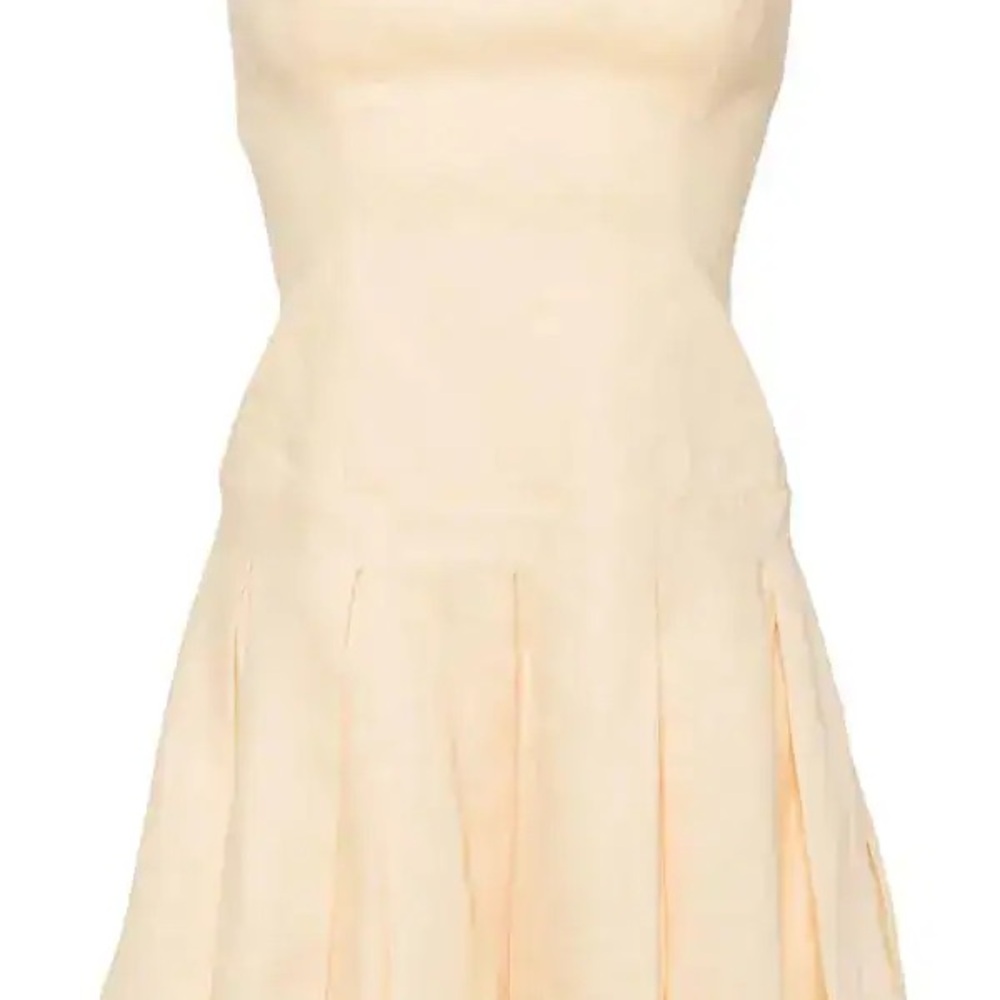Reformation Isabeli Strapless Pleated Sundress in Soft Pale Yellow NWT size 12